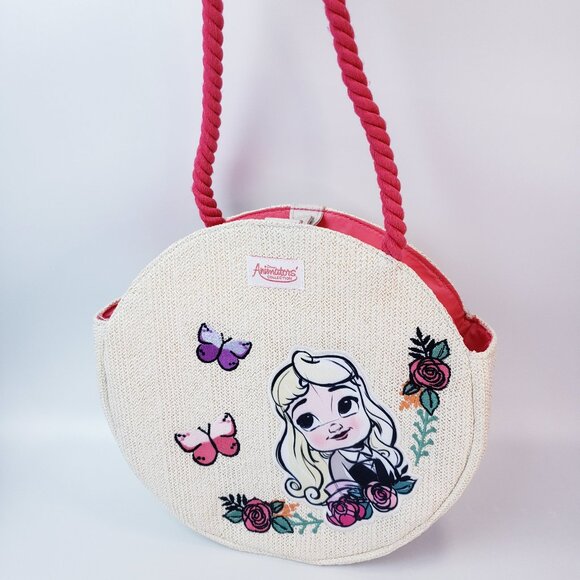 Disney Animators Collection Princess Aurora Swim Bag Round Flowers Butterflies - Picture 1 of 5